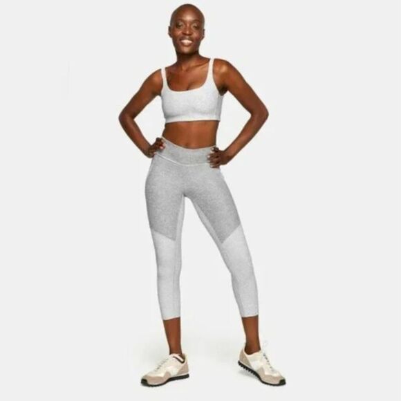 Outdoor Voices 3/4 Two Tone Legging In Dove Ash Gray - Picture 1 of 5